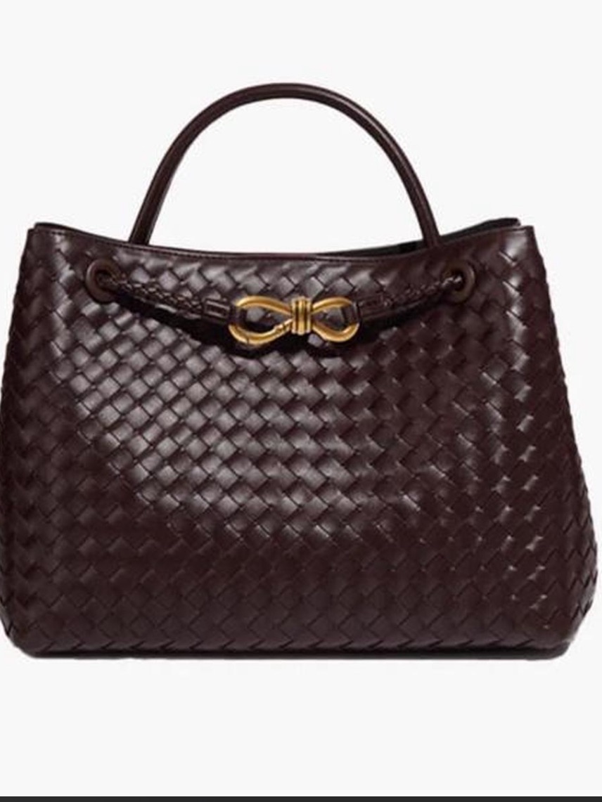 Verano Hill Woven Leather Top-Handle Shoulder Bag In Dark Brown